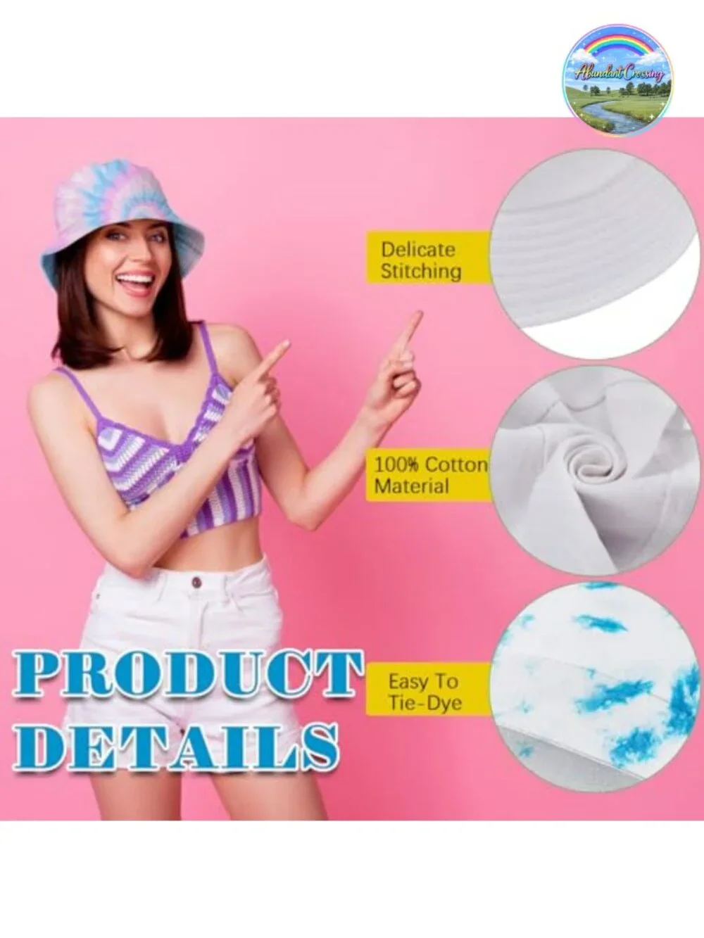 20 Pack Cotton Bucket Hat DIY Tie Dye Craft Kit with Accessories for Sun